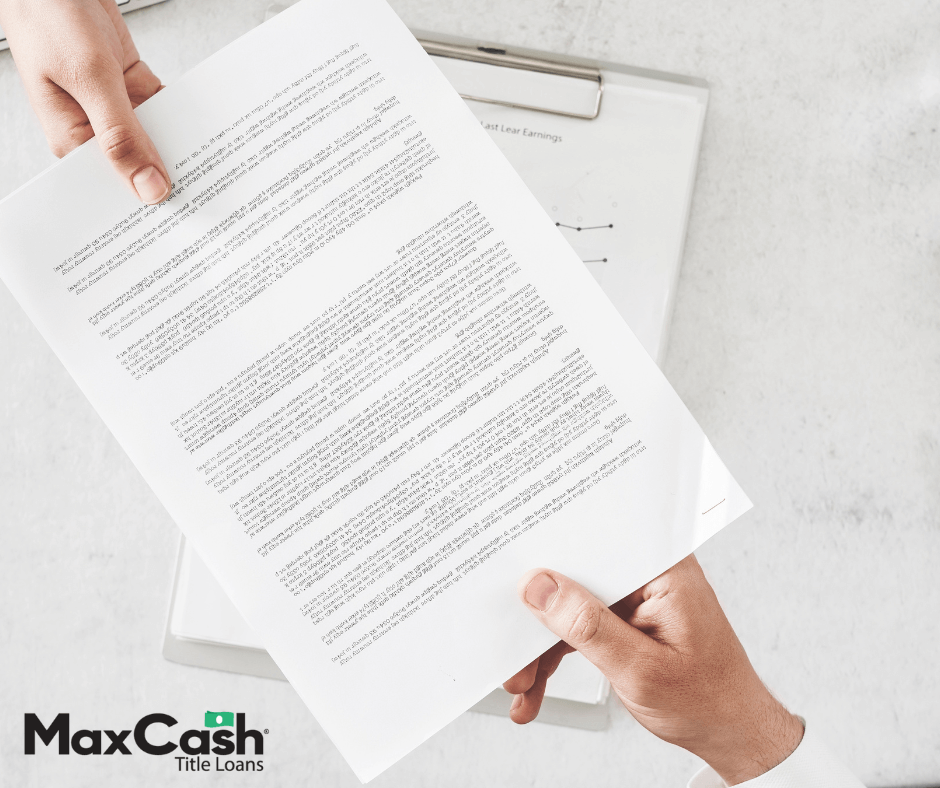 documents you need for a title loan